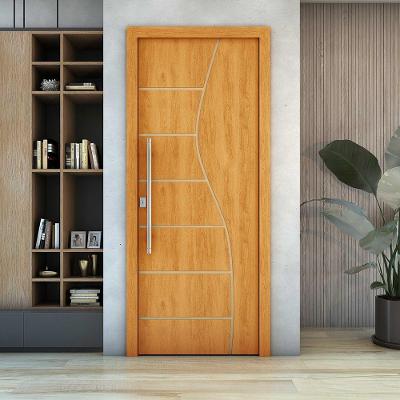 Folha de Porta Frisada em MDF com Estrutura de Pinus 210x90CM para Quartos e Salas Cerejeira