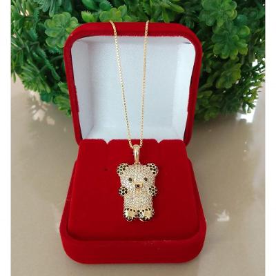 Colar Jhulias Semi Joias Urso Panda com Zirconias Banhado a Ouro 18k Dourado Feminino