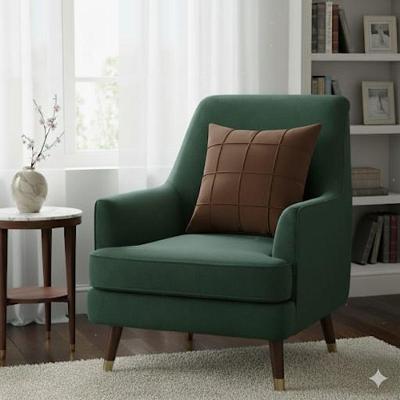 Capa de Almofada Suede Aveludada Quadriculada Efeito Drapeado Marrom Enxovais Ibitinga 45CM