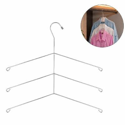 Cabide Triplo Organizador Cromado em Metal Reforçado para Guarda Roupa Cinza Yeet