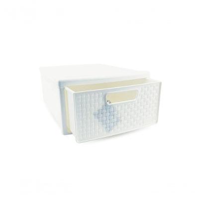 Gaveteiro Modular Rattan Organizador Multiuso em Prolipropileno PP Empilhável Branco Nitron Plast