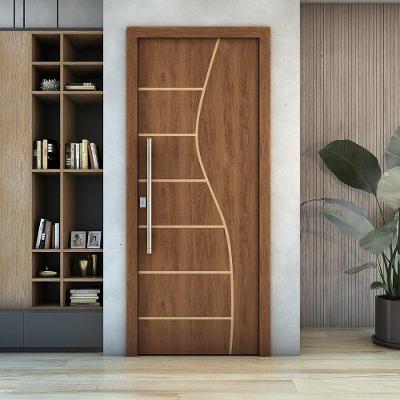 Folha de Porta Frisada em MDF com Estrutura de Pinus 210x90CM para Internos Imbuia