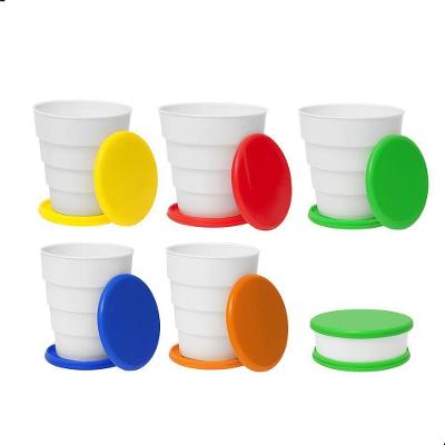 Copo Retrátil Kit 6 Unidades Dobrável Portátil para Viagem Plástico PP Colorido Dark