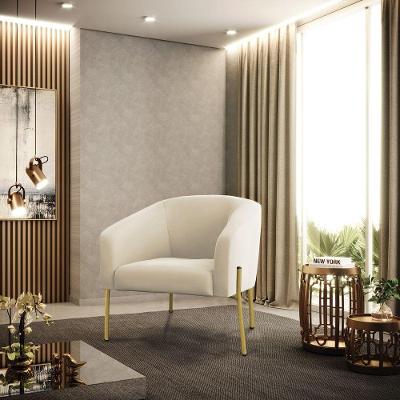 Poltrona Decorativa Stella com Pés Palito Veludo Confortável Mostarda D'Rossi Kit 2