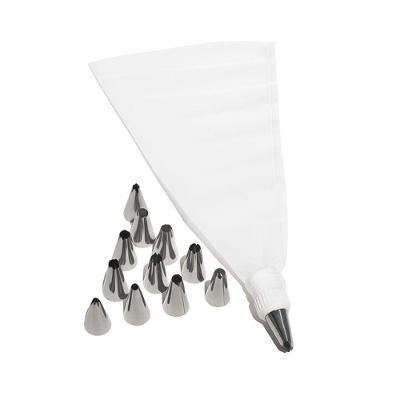 Kit para Confeitar com 12 Bicos Aço Inox Saco Silicone Reutilizável Decorador de Bolos Branco Smart