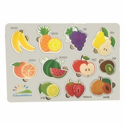 Quebra-cabeça Placa Frutas com Encaixe para Desenvolvimento Cognitivo 30CM Placa & Ponto
