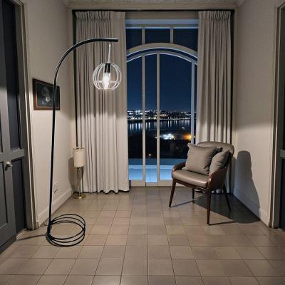 Luminária de Chão Emma com Cúpula Aramada Moderna Preto Ideal Iluminação 167CM
