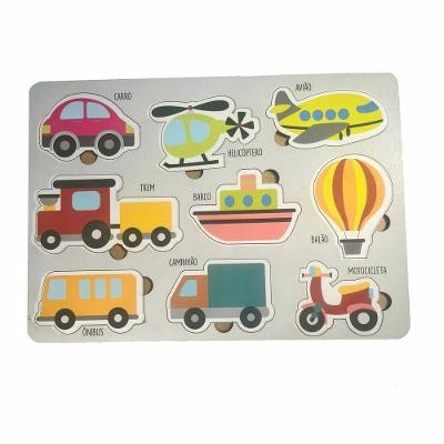 Quebra-cabeça Placa Transportes com Encaixe e Aprendizado Sobre Meios de Transporte Amadeirado Placa