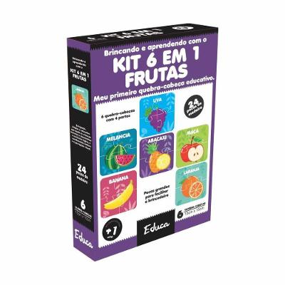 Kit Quebra-cabeças Dinossauros 6 Unidades com 9 Peças Cada em Madeira MDF