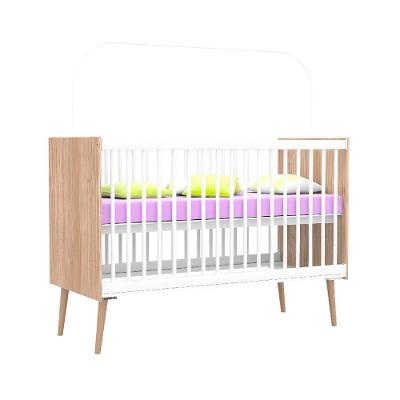 Berço Americano Bella Retrô MDF Colchão Incluso Branco com Wengue Canaã