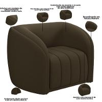 Kit Sofá 4 Lugares Para Sala Estar 292 Cm Com 01 Poltrona Lazio M03 Veludo Marrom - Lyam Decor - 9