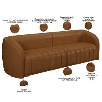 Kit Sofá 05 Lugares Para Sala 332 Cm Com 02 Poltronas Lazio M03 Couríssimo Whisky - Lyam Decor - 17