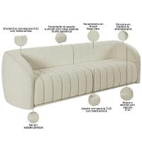 Kit Sofá 4 Lugares Para Sala Estar 292 Cm Com 01 Poltrona Lazio M03 Bouclê Bege Claro - Lyam Decor