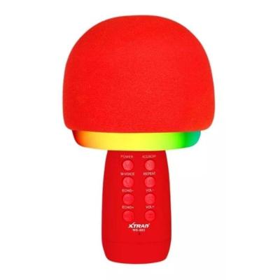 Microfone Karaokê Xtrad WS-602 com 4 Efeitos de Voz 5V Vermelho