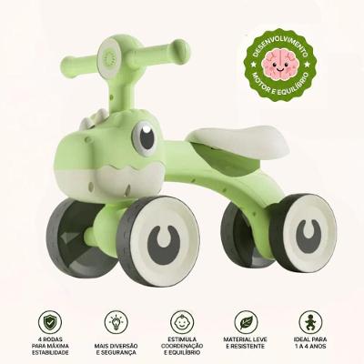 Bicicleta Infantil Balance Bike Dino sem Pedal com Luz Verde Unitoys
