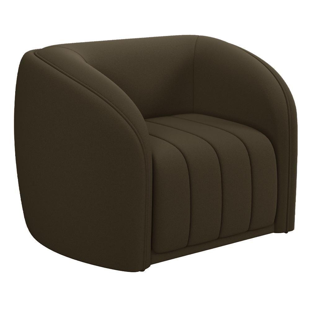 Kit Sofá 4 Lugares Para Sala Estar 252 Cm Com 01 Poltrona Lazio M03 Veludo Marrom - Lyam Decor - 9