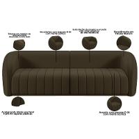 Kit Sofá 4 Lugares Para Sala Estar 252 Cm Com 01 Poltrona Lazio M03 Veludo Marrom - Lyam Decor - 6