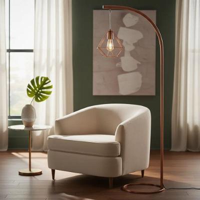 Luminária de Chão Abajur Alicia Cúpula Aramada Diamante Rosê Diamante 21CM