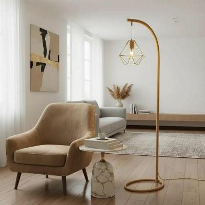Luminária de Chão Abajur Alicia Cúpula Aramada Dourado Diamante