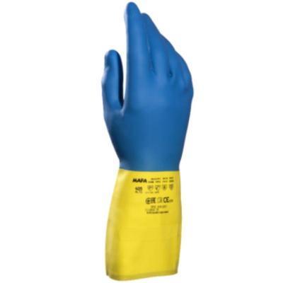 Luva de Proteção PA3440516-7 com Proteção Química Tipo B Forrada Algodão Flocado Azul e Amarelo