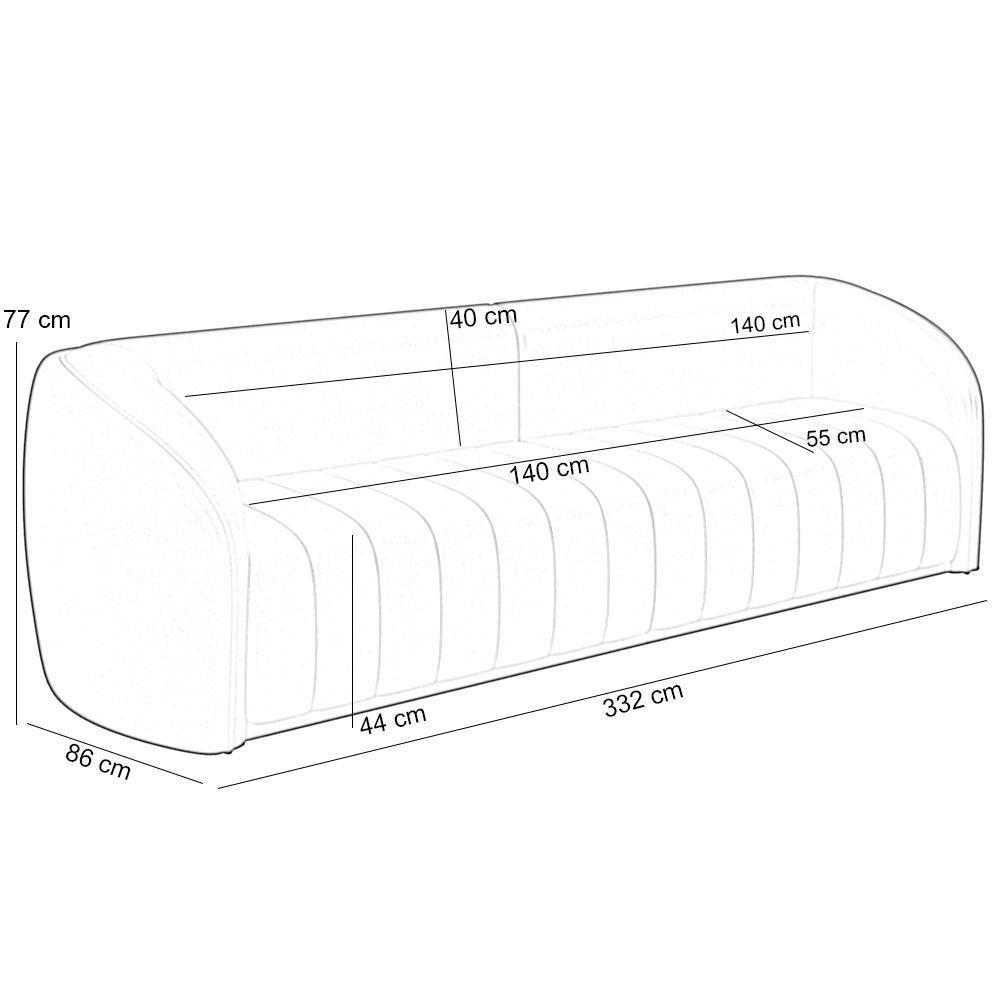 Kit Sofá 05 Lugares Para Sala 332 Cm Com 02 Poltronas Lazio M03 Veludo Marrom - Lyam Decor - 8