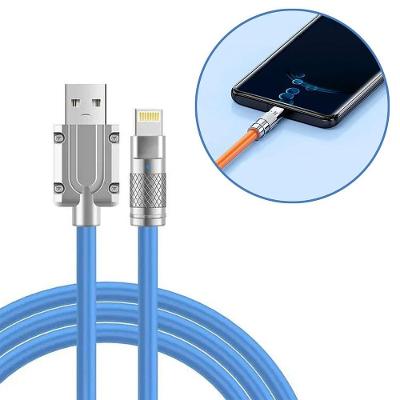 Cabo Carregador USB Lightning Turbo 5A Rápido Alumínio Azul 1METRO