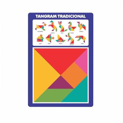 Jogo de Quebra-Cabeça Tangram Tradicional com 8 Peças MDF Amadeirado com Estímulo à Criatividade