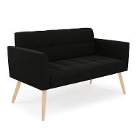 Kit 1 Sofá Namoradeira E 2 Poltronas Elisa Suede Pés Palito Natural - D'rossi Cor Preto