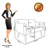 Kit 1 Sofá Namoradeira E 2 Poltronas Elisa Suede Pés Palito Natural - D'rossi Cor Preto - 5