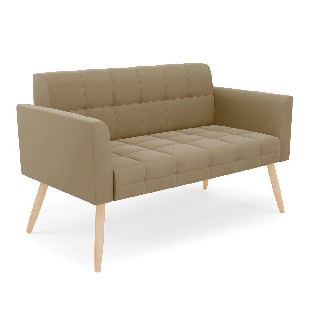 Kit 1 Sofá Namoradeira E 2 Poltronas Elisa Suede Pés Palito Natural - D'rossi Cor Marrom Rato - 3