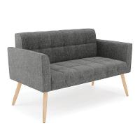 Kit 1 Sofá Namoradeira E 2 Poltronas Elisa Linho Grafite A26 Pés Palito Natural - D'rossi - 8