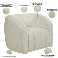 Kit Sofá 05 Lugares Para Sala 332 Cm Com 02 Poltronas Lazio M03 Bouclê Bege Claro - Lyam Decor