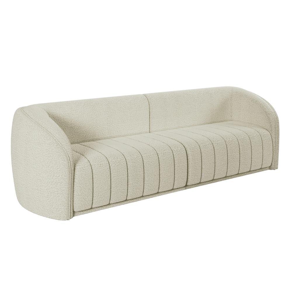 Kit Sofá 04 Lugares Para Sala 252 Cm Com 02 Poltronas Lazio M03 Bouclê Bege Claro - Lyam Decor - 3