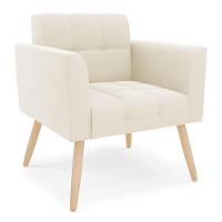 Kit 1 Sofá Namoradeira E 2 Poltronas Elisa Veludo Pés Palito Natural - D'rossi Cor Bege - 8