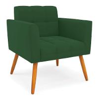 Kit 1 Sofá Namoradeira E 2 Poltronas Elisa Veludo Pés Palito Castanho - D'rossi Cor Verde - 2