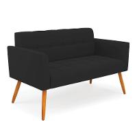 Kit 1 Sofá Namoradeira E 2 Poltronas Elisa Veludo Pés Palito Castanho - D'rossi Cor Preto - 9