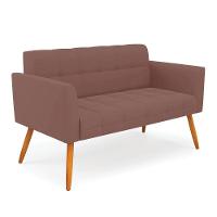 Kit 1 Sofá Namoradeira E 2 Poltronas Elisa Veludo Pés Palito Castanho - D'rossi Cor Rose - 6