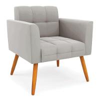 Kit 1 Sofá Namoradeira E 2 Poltronas Elisa Veludo Pés Palito Castanho - D'rossi Cor Cinza - 5