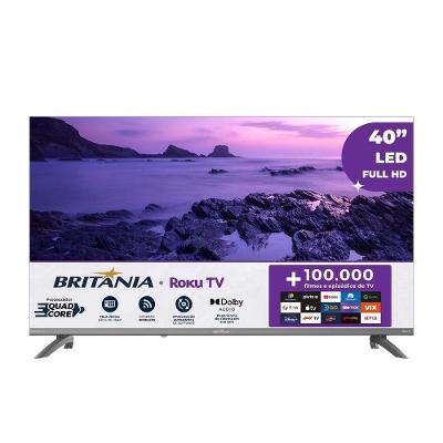 Smart TV Britânia B40CRA 40 Full HD DLED Cinza Roku TV HDR10 Dolby Audio Wi-Fi Bivolt