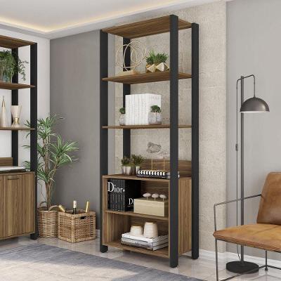 Roupeiro Estante Aberto Organizador Sky MDF MDP 72,8cm Lamina Mel Preto Caemmun Móveis