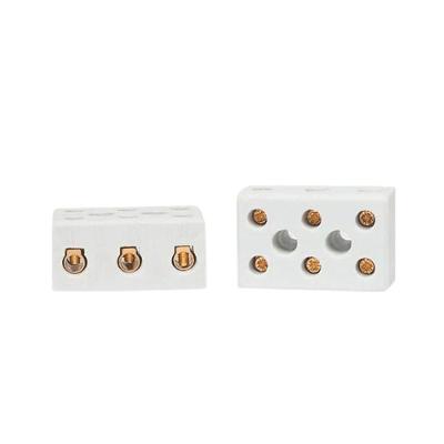 Conector Elétrico Trifásico CP1633 Alta Temperatura 360 graus C Terminais Latão Branco Decorlux 68A-600V