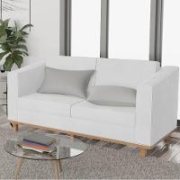 Sofá 2 Lugares Europa Suede Doce Sonho Móveis Cor Branco - 6