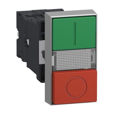 Botão de Comando Duplo XA2EW7L3741M5 Sinal Verde e Vermelho LED Branca Prata Schneider Electric