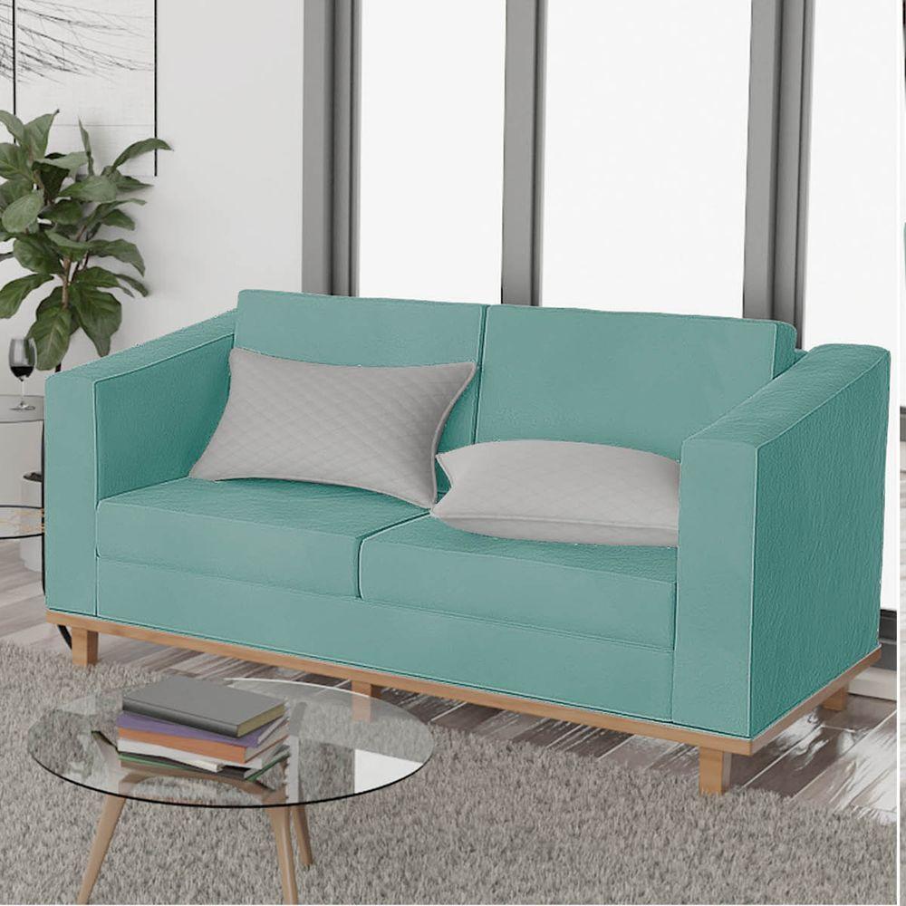Sofá 2 Lugares Europa Suede Doce Sonho Móveis Cor Azul Tiffany - 6