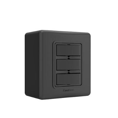 Conjunto 3 Interruptores Simples 308-ES-CPP com Design Discreto e Superfície Polida Preto Enerbras