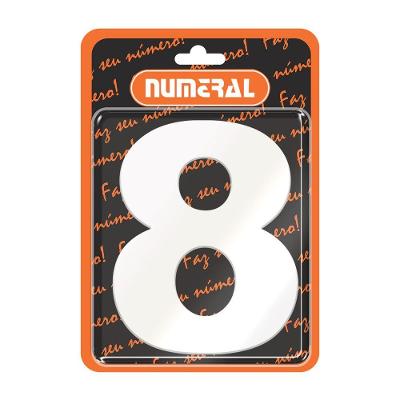 Placa N graus  8 para Identificacao em Alumínio Branco Decorativo Numeral