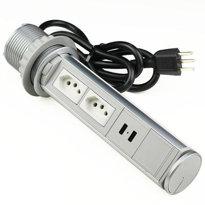 Tomada Mini Totem Mesa Manual com 2 Tomadas 16A e 2 USB 5V Branco Renna
