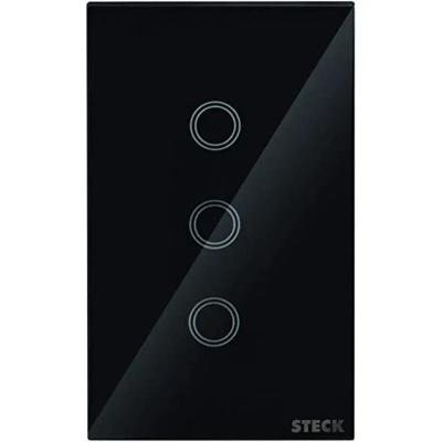 Interruptor Touch Smarteck 4x2 3 Módulos com Wi-Fi Preto Steck Bivolt
