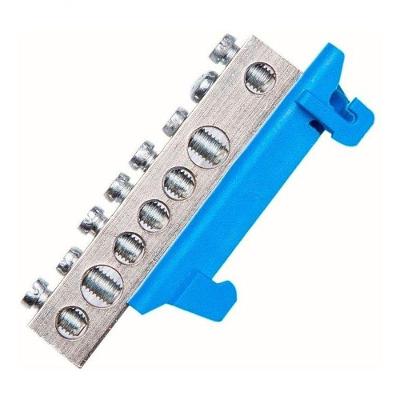 Barramento Neutro Terra BN-7 Furos para Trilho DIN Bivolt Azul Cemar Ref 928050