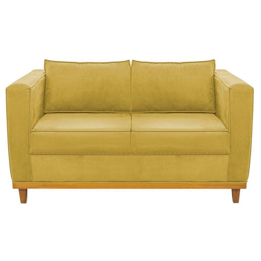 Sofá 2 Lugares Europa Suede Doce Sonho Móveis Cor Amarelo - 5